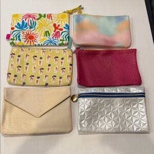 Assorted Ipsy Women's Cosmetic Pouch Lot - Floral, Pastel, Metallic
